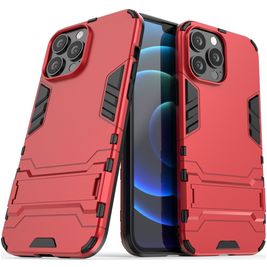 Mobigear Armor Stand Coque iPhone 13 Pro Max Coque arrière Rigide Anti-Chocs avec Support Amovible - Rouge