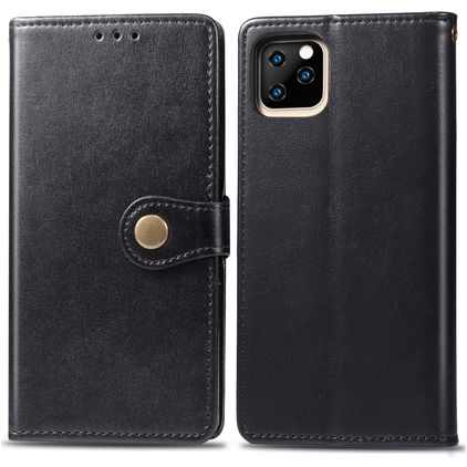 Mobigear Snap Button Housse iPhone 11 Etui Porte-Monnaie - Noir