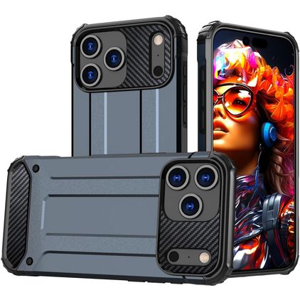 Mobigear Outdoor Coque iPhone 17 Pro Coque arrière Rigide Anti-Chocs - Bleu Marin