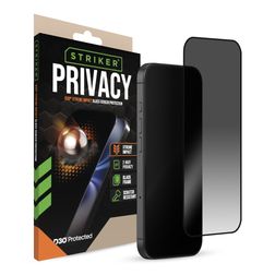 Striker Xtreme Impact Privacy iPhone 16 Pro Verre trempé Protection d'écran Confidentialité - Compatible Coque - Noir