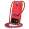 Mobigear Lanyard Card iPhone 17 Pro Coque avec cordon en Silicone et Porte-Cartes - Rouge