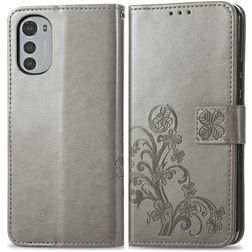Mobigear Clover Housse Motorola Moto E32 Etui Porte-Monnaie - Gris