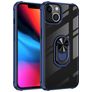 Mobigear Crystal Ring Coque iPhone 14 Coque arrière Rigide avec Anneau-Support - Transparent / Bleu