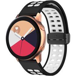 Mobigear Sport Plus Mag Bracelet Silicone pour Smartwatch Fermeture magnétique - 22 mm - Noir / Blanc