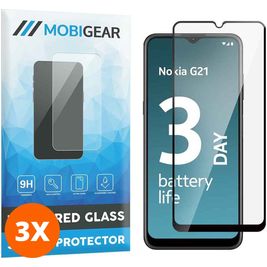 Mobigear Premium Nokia G21 Verre trempé Protection d'écran - Compatible Coque - Noir (Lot de 3)