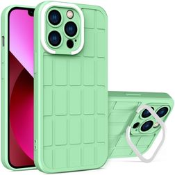 Mobigear Cube Coque iPhone 14 Coque arrière Rigide avec Support Amovible - Vert