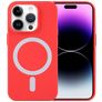 Mobigear Rubber Touch Coque iPhone 15 Pro Max MagSafe Coque arrière en Silicone - Rouge