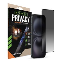 Striker Xtreme Impact Privacy iPhone 14 Pro Verre trempé Protection d'écran Confidentialité - Compatible Coque - Noir