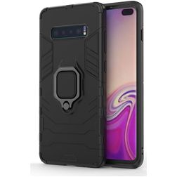 Mobigear Armor Ring Coque Samsung Galaxy S10 Plus Coque arrière Rigide Anti-Chocs avec Anneau-Support - Noir