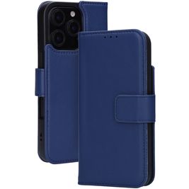Mobiparts Wallet Housse iPhone 16 Pro MagSafe Etui en Cuir Véritable Porte-Monnaie - Bleu