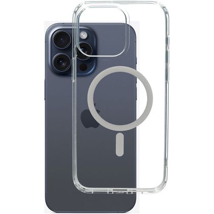 Mobiparts Hardcover Transparent iPhone 15 Pro Max MagSafe Plastique rigide Coque arrière - Transparent