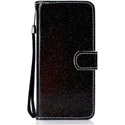 Mobigear Glitter Housse Huawei Y6p Etui Porte-Monnaie - Noir