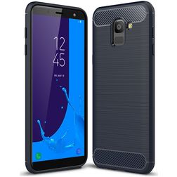 Mobigear Brushed Slim Coque Samsung Galaxy J6 (2018) Coque arrière en TPU Souple - Bleu Marin