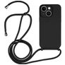 Mobigear Lanyard iPhone 14 Coque avec cordon en Silicone - Noir