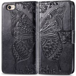 Mobigear Butterfly Housse iPhone 16e Etui Porte-Monnaie - Noir