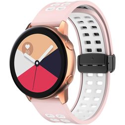 Mobigear Sport Plus Mag Bracelet Silicone Smartwatch Fermeture magnétique - Connexion universelle de 22 mm - Blanc / Rose