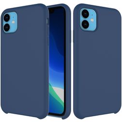 Mobigear Rubber Touch Coque iPhone 11 Coque arrière en Silicone - Bleu Marin