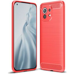 Mobigear Brushed Slim Coque Xiaomi Mi 11 Coque arrière en TPU Souple - Rouge