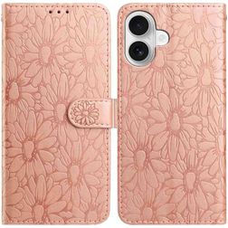 Mobigear Flowers iPhone 17 Étui Portefeuille - Rose doré