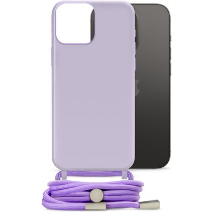 Mobilize Lanyard Gelly iPhone 14 Pro Coque avec cordon en TPU Souple - Pastel Purple