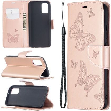 Mobigear Butterfly Housse Samsung Galaxy A02s Etui Porte-Monnaie - Rose doré