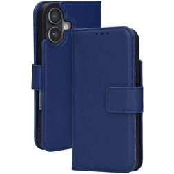 Mobiparts Wallet Housse iPhone 17 Etui en Cuir Véritable Porte-Monnaie - Bleu