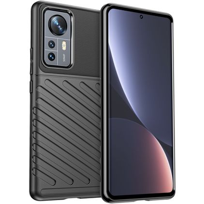Mobigear Groove Coque Xiaomi 12 Pro Coque arrière en TPU Souple - Noir