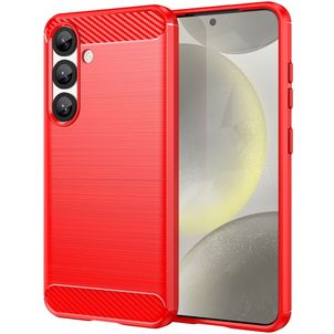 Mobigear Brushed Slim Coque Samsung Galaxy S25 Coque arrière en TPU Souple - Rouge