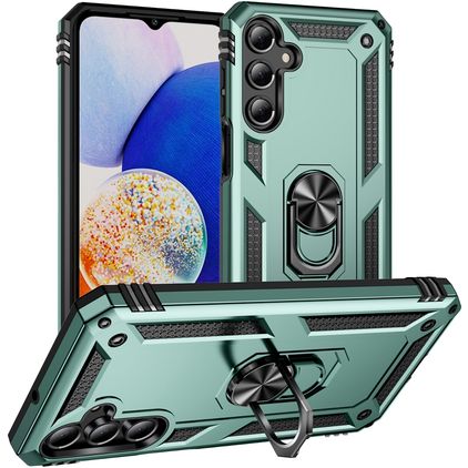 Mobigear Armor ring Samsung Galaxy A16 Plastique rigide Coque arrière Antichoc avec bague de maintien - Vert
