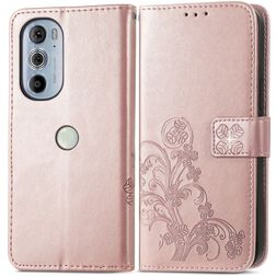 Mobigear Clover Housse Motorola Edge 30 Pro Etui Porte-Monnaie - Rose doré