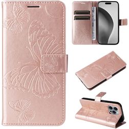 Mobigear Butterfly Housse iPhone 16 Pro Max Etui Porte-Monnaie - Rose doré