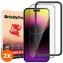 GrizzlyCoat Easy Fit iPhone 14 Pro Max Verre trempé Protection d'écran - Compatible Coque + Cadre d'installation (Lot de 2)