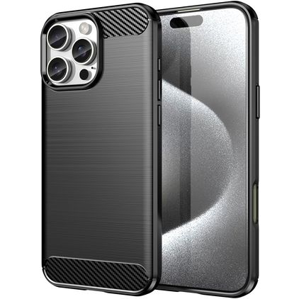 Mobigear Brushed Slim Coque iPhone 16 Pro Coque arrière en TPU Souple - Noir