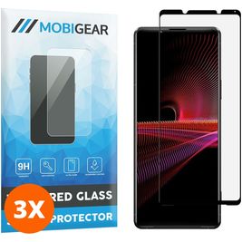 Mobigear Premium Sony Xperia 1 III Verre trempé Protection d'écran - Compatible Coque - Noir (Lot de 3)