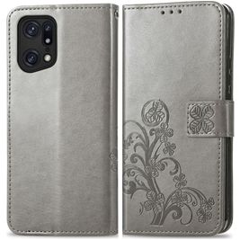 Mobigear Clover Housse OPPO Find X5 Etui Porte-Monnaie - Gris