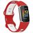 Mobigear Sport Dual Bracelet Silicone pour Fitbit Charge 5 Fermeture à clou et passant - Blanc / Rouge