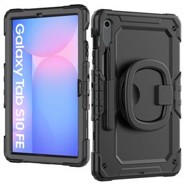 Mobilize Rotating Defender Coque Samsung Galaxy Tab S10 FE Coque arrière en Plastique rigide,Silicone + Bandoulière + Support Amovible - Noir