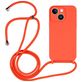 Mobigear Lanyard iPhone 14 Coque avec cordon en Silicone - Orange