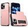 Mobigear Card Coque iPhone 16 Pro Coque arrière Rigide Anti-Chocs avec Porte-Cartes - Rose doré
