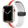 Mobigear Stripe Mag Bracelet Silicone Apple Watch Fermeture magnétique - 42/41/40/38 mm - Blanc / Rouge