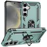 Mobigear Armor ring Coque Samsung Galaxy S25 Coque arrière Rigide Anti-Chocs avec Anneau-Support - Vert