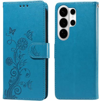 Mobigear Flowers Housse Samsung Galaxy S26 Ultra Etui Porte-Monnaie - Bleu