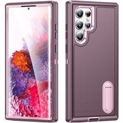 Mobigear Rugged Stand Samsung Galaxy S23 Ultra Plastique rigide Coque arrière Antichoc avec béquille - Violet