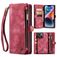 Caseme 008 Housse iPhone 14 Etui avec Coque Détachable Porte-Monnaie - Rouge
