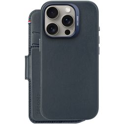 Decoded Detachable Wallet Housse iPhone 16 Pro MagSafe Etui avec Coque Détachable en Cuir Véritable Porte-Monnaie - Bleu Marin