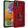 Mobigear Armor Ring Samsung Galaxy A41 Plastique rigide Coque arrière Antichoc avec bague de maintien - Rouge