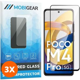 Mobigear Premium POCO M4 Pro 5G Verre trempé Protection d'écran - Compatible Coque - Noir (Lot de 3)