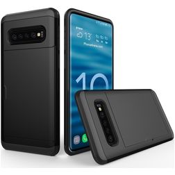 Mobigear Card Samsung Galaxy S10 Plastique rigide Coque arrière Antichoc avec porte-cartes - Noir