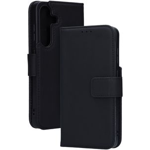 Mobiparts Housse Samsung Galaxy S25 Etui en Cuir Véritable Porte-Monnaie - Noir