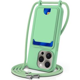 Mobigear Lanyard Card iPhone 16 Pro Coque avec cordon en Silicone et Porte-Cartes - Vert Mobigear Lanyard Card iPhone 16 Pro Coque avec cordon en Silicone et Porte-Cartes - Vert